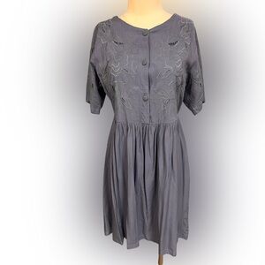 Vintage 90s Passport by Pier 1 blue rayon dress Size M/L